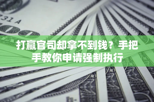 武汉打赢官司却拿不到钱？手把手教你申请强制执行